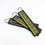 personalized double side fabric embroidery Key chain with key rings