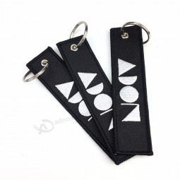 custom your own logo embroidered promotional hot sale fabric key tag