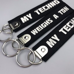 promotional custom luggage embroidered tag key chains