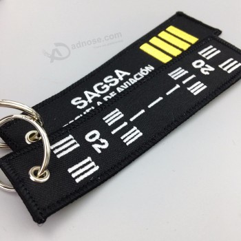 fabric souvenir customized logo embroidery keychain key tag with your own design