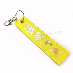 Custom Cheap Car Logo Embroidered Keychain Fabric Motorcycle Keyring