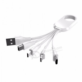 ihaitun millionwell 3 in 1 usb cable nylon super quality 3 in 1 usb data cable charging cable keychain 3 in 1 For fast charging