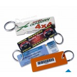 Custom good price Design Laminated Plastic Key Tag With Metal Ring personalised keyrings