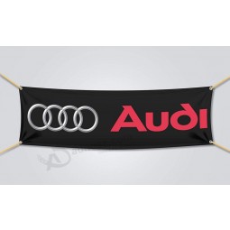 Venta al por mayor de encargo de alta calidad bandera audi banner alemán tienda de carreras de coches garaje negro anillos