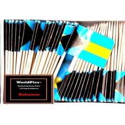 One Box Bahamas Toothpick Flags, 100 Small Mini Bahamian Flag Cupcake Toothpicks or Cocktail Picks