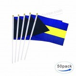 Hand Held Bahamian Flag Bahamas Flag Stick Flag Small Mini Flag 50 Pack Round Top National Country Flags,Party Decorations Suppl