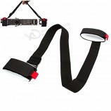 Pólo de esqui ajustável ombro transportadora mão chicote alças alça gancho loop proteger nylon preto alça de esqui alça sacos