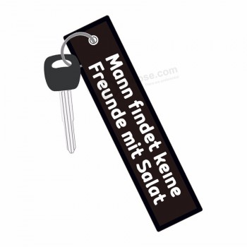 custom embroidered fabric keychain ,polyester key tag