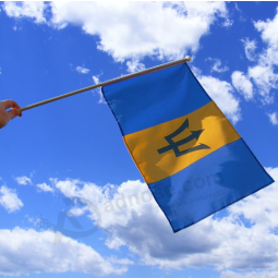 polyester hand held Barbados flags with plastic pole