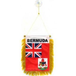 Bermuda Mini Banner 6'' x 4'' - Bermudian Pennant 15 x 10 cm - Mini Banners 4x6 inch Suction Cup Hanger
