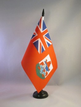 bermuda tafelvlag 5 '' x 8 '' - bermudiaanse bureaivlag 21 x 14 cm - zwarte plastic stok en voet