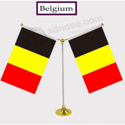 professional printing small metal Belgium National Desk Flag