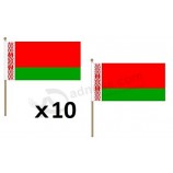 Belarus Flag 12'' x 18'' Wood Stick - Bhutanese Flags 30 x 45 cm - Banner 12x18 in with Pole