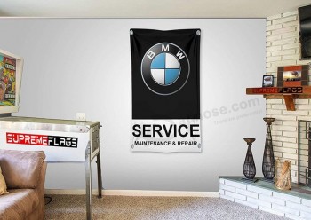 Bannière drapeau de service BMW 3x5 pi entretien et réparation Garage automobile noir