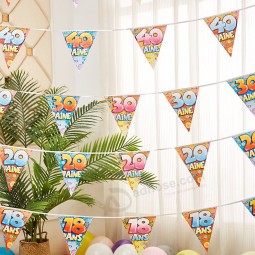 Happy birthday decorations unique pvc pennant bunting and flag banner