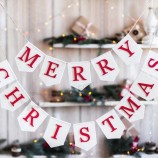 メリークリスマスバナー、クリスマスの花輪、黄麻布の旗布素朴なクリスマスの装飾メリークリスマスの旗布
