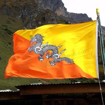 alta qualidade 3x5ft poliéster bandeira do país butão
