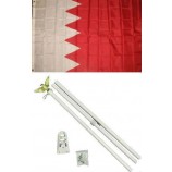 Bahrain Flag White Pole Kit Set PREMIUM Vivid Color and UV Fade BEST Garden Outdor Decor Resistant Canvas Header and polyester material FLAG