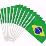 High quality free sample customized printed hand flag Brazil