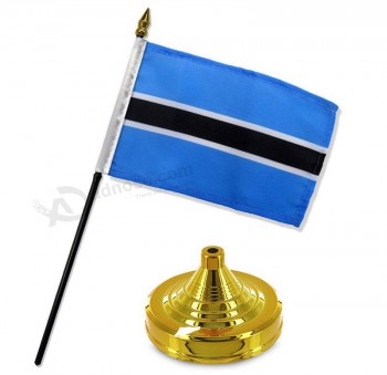 botswana 4 inch x 6 inch flag desk Set table stick with gold base for home and parades, official party, All weather indoors outdoors