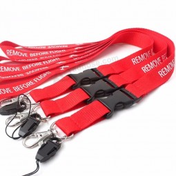 hochwertige abtrennbare benutzerdefinierte Siebdruck Logo Polyester Airbus Lanyards für Handy