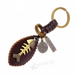 Alloy Fishbone Key Ring Fashion Cool Vintage Bronze Color Little Fish cute keychains For Women Men  Jewelry  Friend Gift