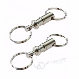 Snap Lock Holder Steel Chrome Plated Pull-Apart Key Rings 1PC Removable Keyring Quick Release personalized keychains Dual Detachable Key Ring