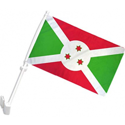 Double Sided Burundi Car Window Clip Flag With Flagpole