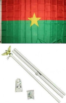 burkina faso flag white pole Kit Set and UV fade best garden outdor decor resistant canvas header and polyester material flag