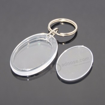 OEM Or wholesale acrylic blank insert photo picture sticker Key chain ring holder plastic clear transparent acrylic Key Tag