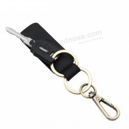 vintage genuine leather Key holder for Men cowhide Tag plated bronze hook Key holder handmade simple Car Key holder