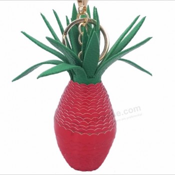 High quality all pu leather pineapple shape utility keychain for car keyring