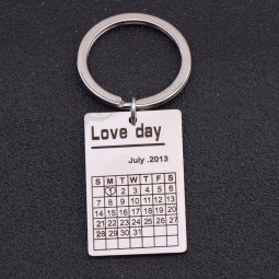 Calendar Present Love Day Customized Date Memorial Day Car Keytag Personality Keychain Wedding Day Memory Stamped Bag Charm