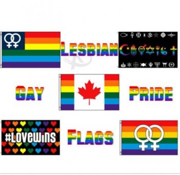 많은 캐나다 게이 프라이드 레즈비언 여성 플래그 플래그 3x5 설정