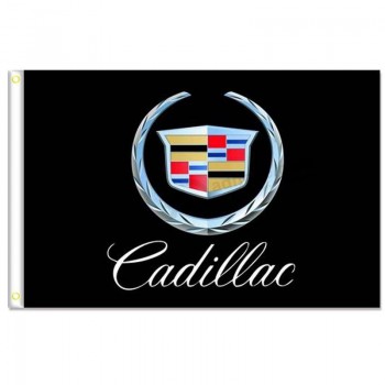 凯迪拉克徽标标志横幅3x5ft 100％聚酯纤维，帆布头与金属垫圈