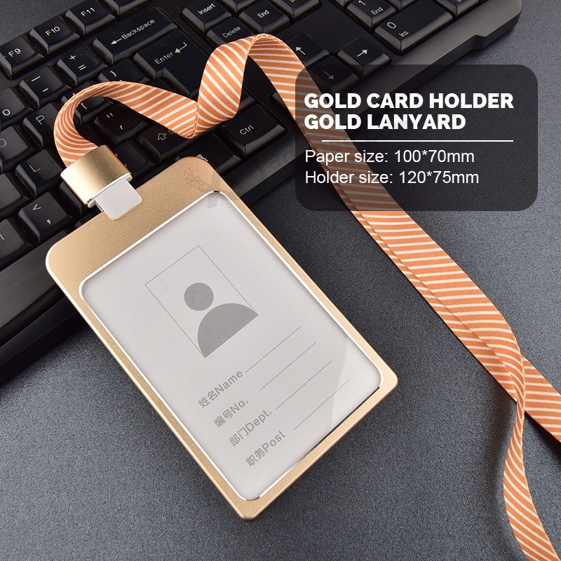 1PC铝合金作品名片胸卡挂绳持有人热垂直金属ID业务案例（4）