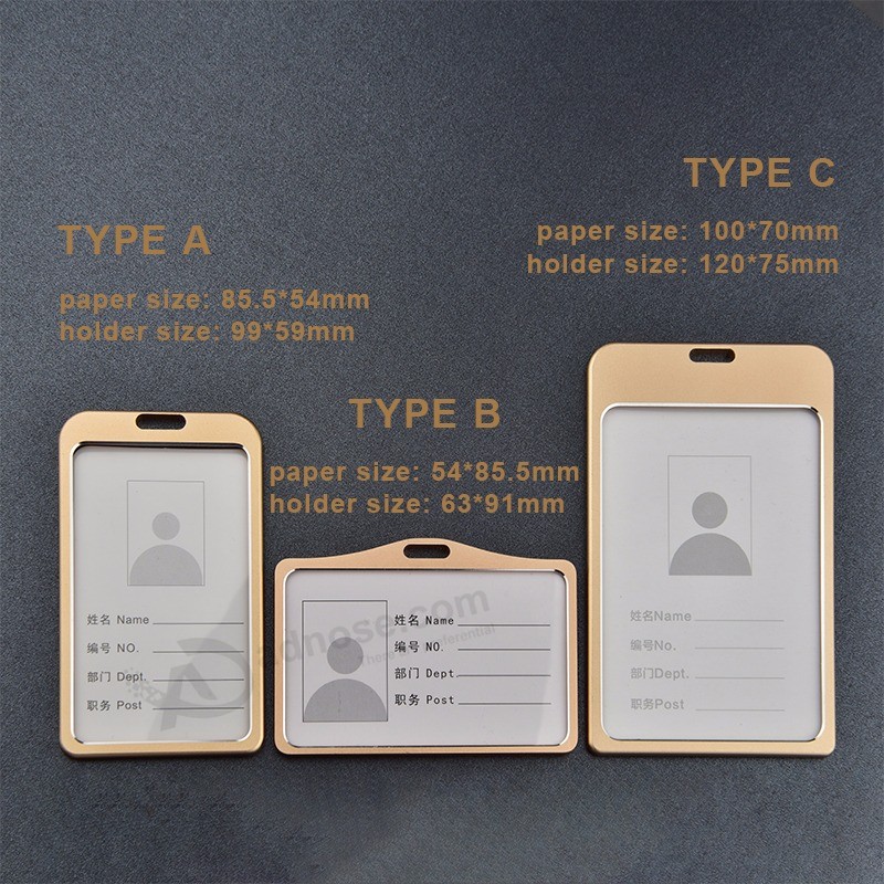 1PC铝合金作品名片胸卡挂绳持有人热垂直金属ID业务案例（8）
