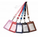 New soft PU Lanyard Card Set Business Work Name Card Holders Card ID Badge Holder