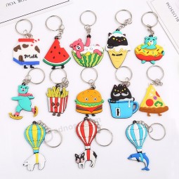 Wholesale Mix 13pcs/lot Cartoon Animal PVC Keychain Cute Food Fruit Key Rings Car Key Chains Child Toy Pendant Trinkets Llaveros