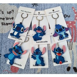 High Quality Cartoon Anime Animal PVC Stitch Keychain Child Toy Present Key Ring Car Key Chains Trinkets Porte Clef Wholesale