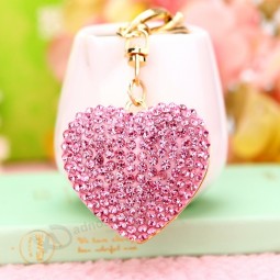 Exquisite Crystal Rhinestone Love Heart Shaped Keychain Women Car Handbag Charm Pendant Key Chains Gift Trinkets Porte Clef