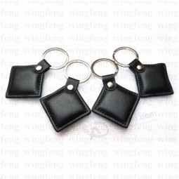 waterproof rewritable ISO14443A 13.56mhz RFID leather keychain key fob keyring key tag with MFS50 chip 500pcs/lot