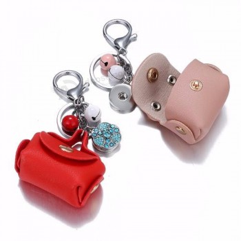 jaynalee 7 colors leahter snap charm keychain jewelry Bag charm fit 18mm or 20mm ginger snaps for women handbag gift gjk8019