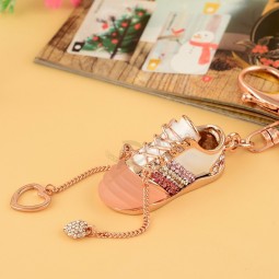Luxury Exquisite Czech Rhinestone Lovers Sports Shoes Keychain Alloy Car Key Rings Bag Purse Pendant cute keychains Accessories Gift