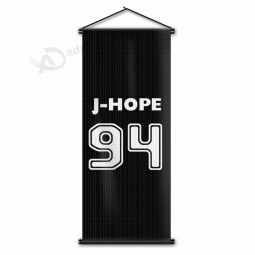 venta al por mayor J hope 94 # jimmin 95 Jin 92 jung 97 bandera de diseño decoración del hogar impresión digital banda de música rollo de pared poliéster banner 45x110 cm