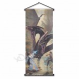 Halloween Christmas Room Decor Girl VS Devil Dragon Fabric Poster Wall Hanging Scroll Flag Banner 45x110cm