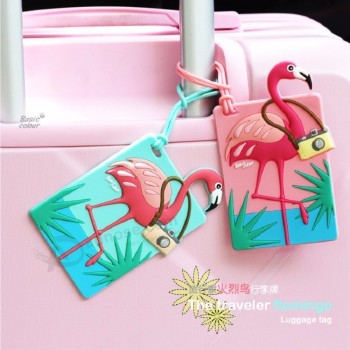 мультфильм животное фламинго багажная бирка силиконовый чемодан удостоверение личности держателя адреса б