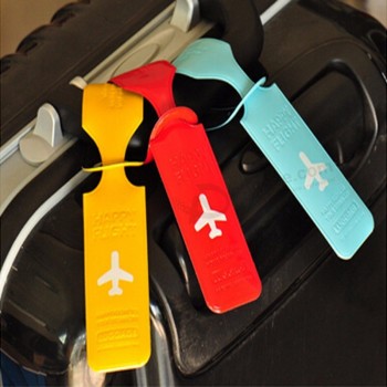 PVC可爱旅行箱包标签带行李箱ID名称地址识别标签行李牌飞机旅行配件