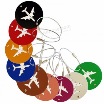 Accesorios de viaje al por mayor etiqueta de equipaje aeronave forma redonda etiqueta de maleta de viaje segura portátil mejor amor de alta calidad