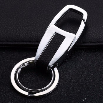 Hot selling Men business keychain Car personalised keyrings genuine leather Key chain waist hanging Key ring metal auto Key holder gift